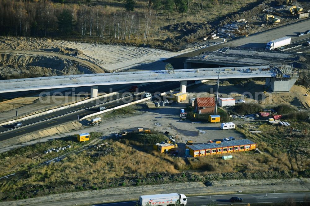 Aerial image Groß Ziethen - Construction site of the junction Havelland at the motorway A10 and A24 in the state Brandenburg