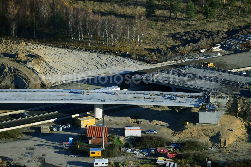 Aerial photograph Groß Ziethen - Construction site of the junction Havelland at the motorway A10 and A24 in the state Brandenburg