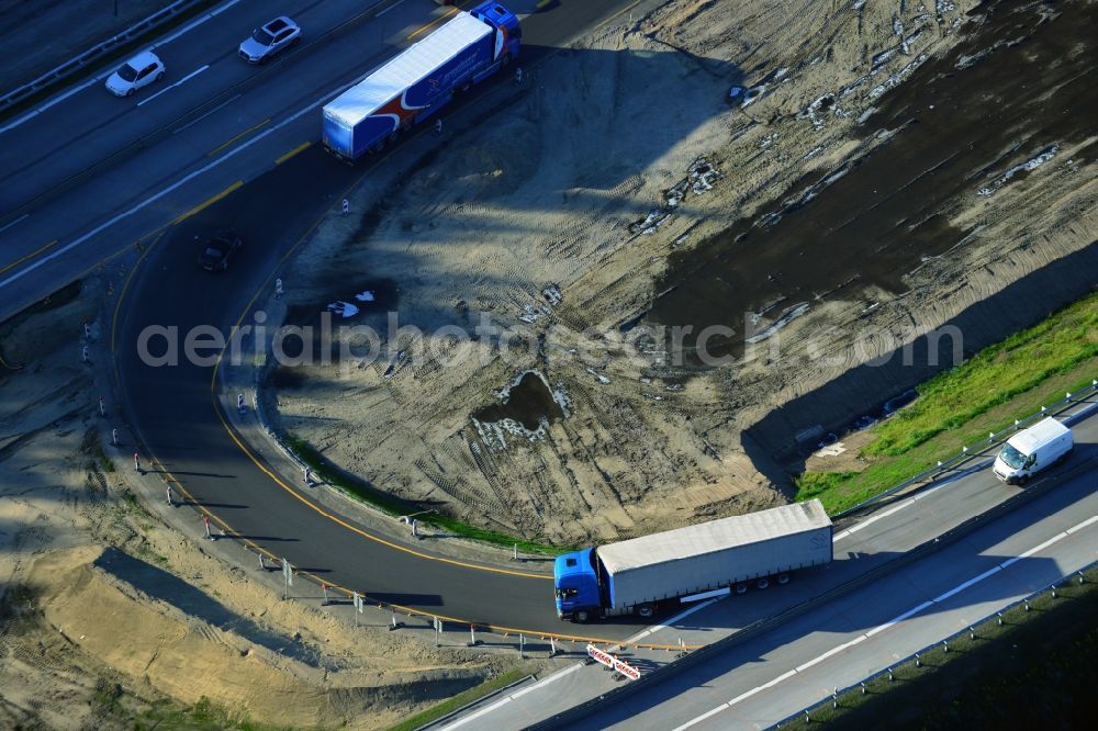 Aerial image Groß Ziethen - Construction site of the junction Havelland at the motorway A10 and A24 in the state Brandenburg