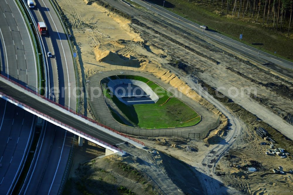 Aerial photograph Groß Ziethen - Construction site of the junction Havelland at the motorway A10 and A24 in the state Brandenburg