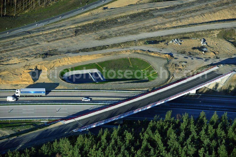 Aerial image Groß Ziethen - Construction site of the junction Havelland at the motorway A10 and A24 in the state Brandenburg