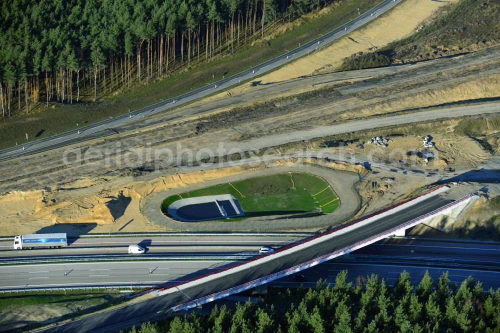 Aerial photograph Groß Ziethen - Construction site of the junction Havelland at the motorway A10 and A24 in the state Brandenburg