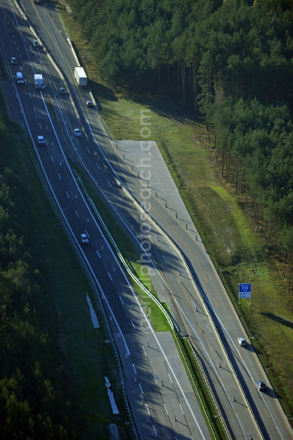 Groß Ziethen from above - Construction site of the junction Havelland at the motorway A10 and A24 in the state Brandenburg