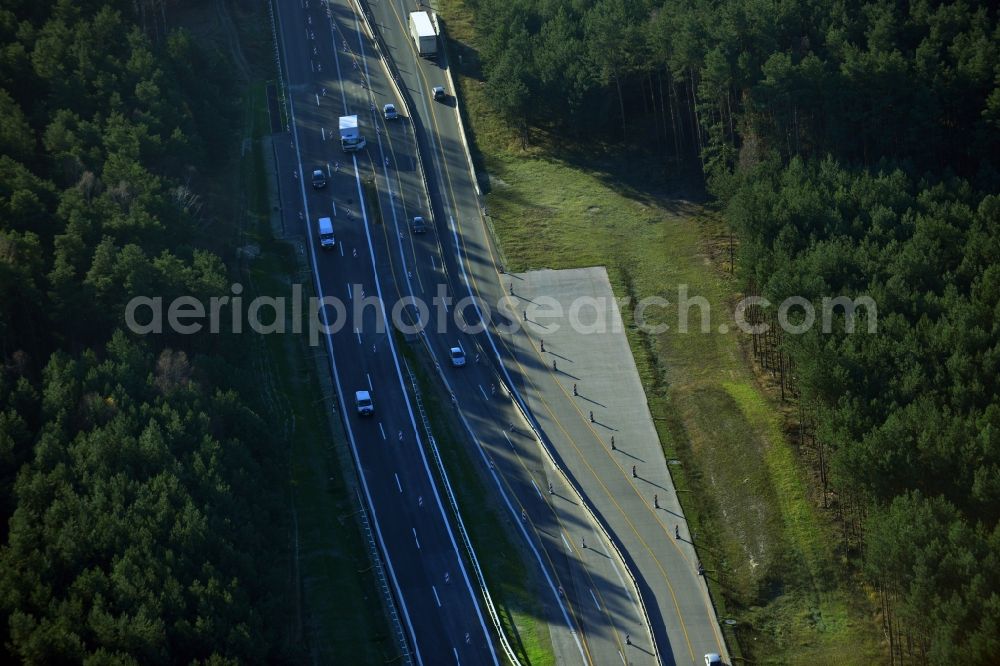 Groß Ziethen from the bird's eye view: Construction site of the junction Havelland at the motorway A10 and A24 in the state Brandenburg