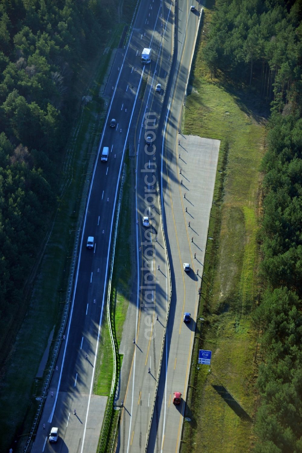 Aerial photograph Groß Ziethen - Construction site of the junction Havelland at the motorway A10 and A24 in the state Brandenburg