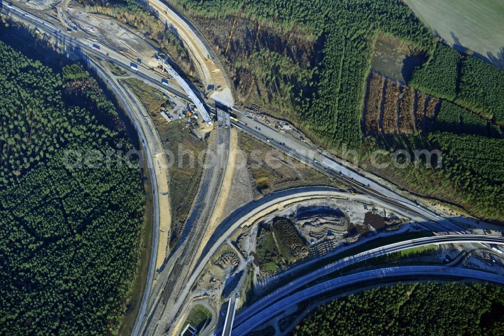 Aerial image Groß Ziethen - Construction site of the junction Havelland at the motorway A10 and A24 in the state Brandenburg