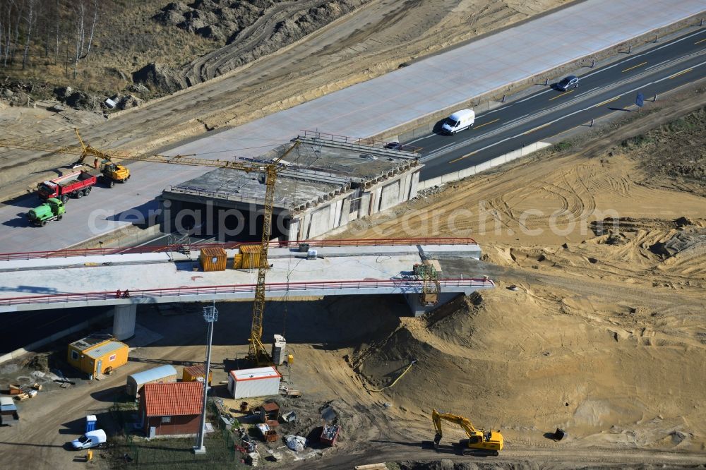 Aerial image Groß Ziethen - Construction site of the junction Havelland at the motorway A10 and A24 in the state Brandenburg