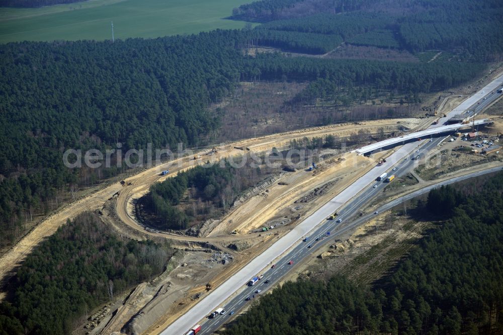 Aerial image Groß Ziethen - Construction site of the junction Havelland at the motorway A10 and A24 in the state Brandenburg