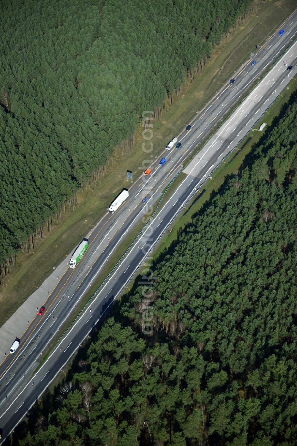 Groß Ziethen from the bird's eye view: Construction site of the junction Havelland at the motorway A10 and A24 in the state Brandenburg