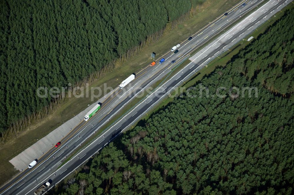 Aerial image Groß Ziethen - Construction site of the junction Havelland at the motorway A10 and A24 in the state Brandenburg