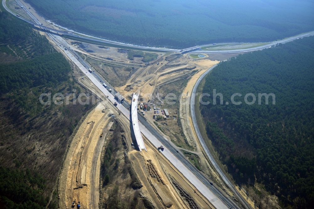 Aerial image Groß Ziethen - Construction site of the junction Havelland at the motorway A10 and A24 in the state Brandenburg