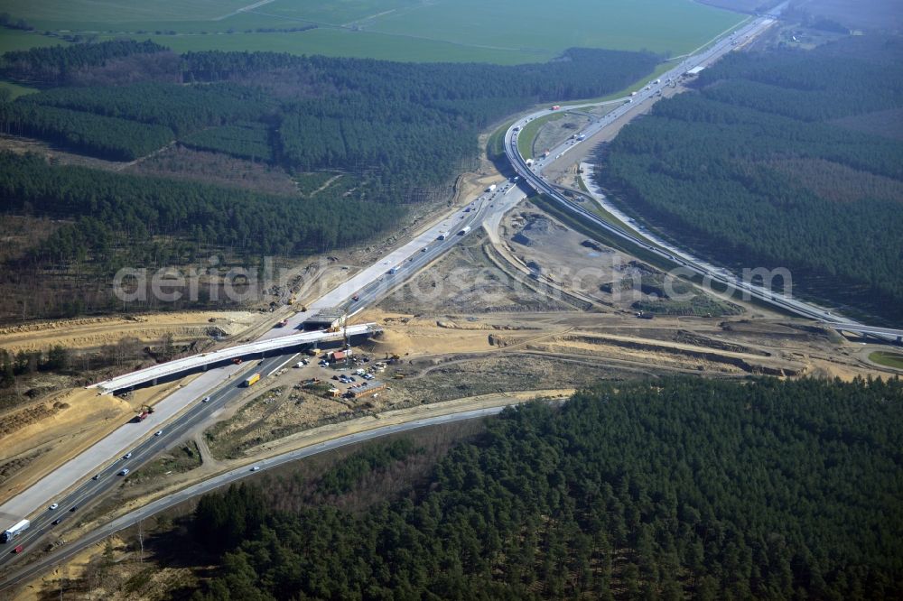 Aerial image Groß Ziethen - Construction site of the junction Havelland at the motorway A10 and A24 in the state Brandenburg