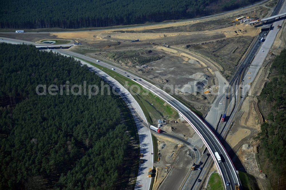 Aerial image Groß Ziethen - Construction site of the junction Havelland at the motorway A10 and A24 in the state Brandenburg