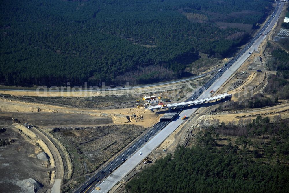 Groß Ziethen from above - Construction site of the junction Havelland at the motorway A10 and A24 in the state Brandenburg