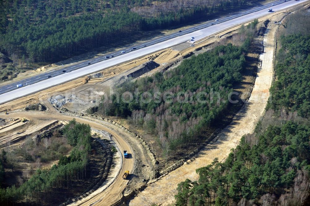 Aerial image Groß Ziethen - Construction site of the junction Havelland at the motorway A10 and A24 in the state Brandenburg