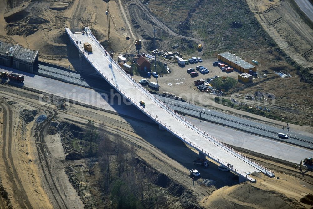 Groß Ziethen from above - Construction site of the junction Havelland at the motorway A10 and A24 in the state Brandenburg