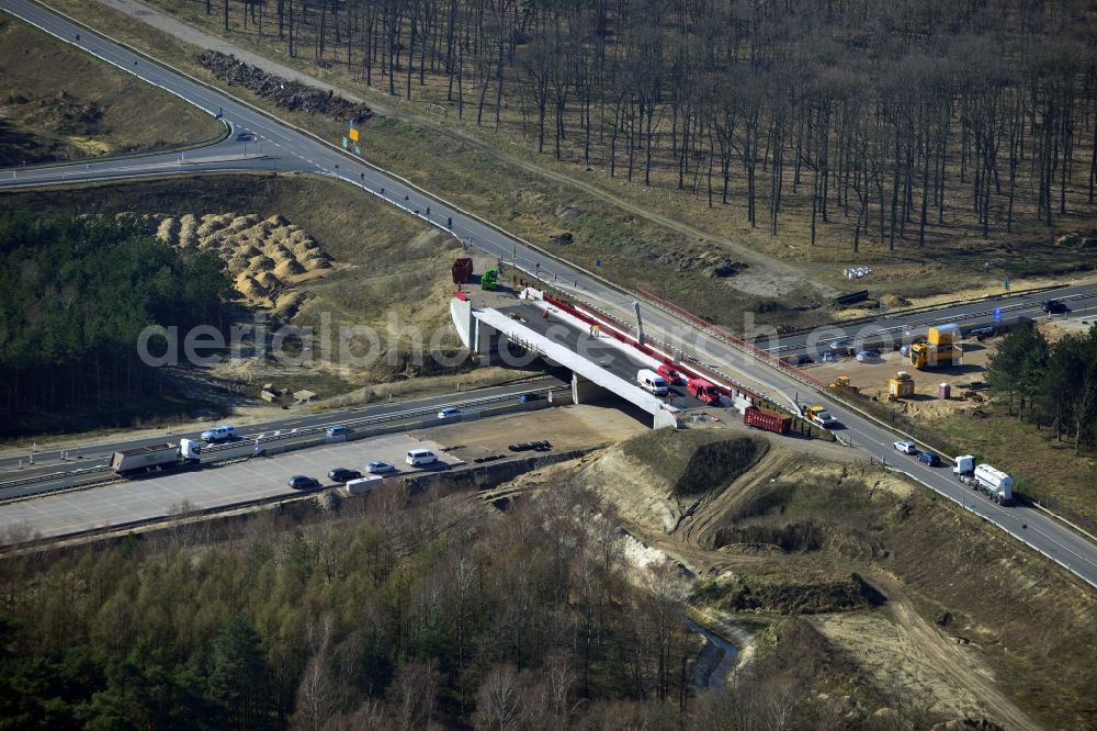 Groß Ziethen from the bird's eye view: Construction site of the junction Havelland at the motorway A10 and A24 in the state Brandenburg