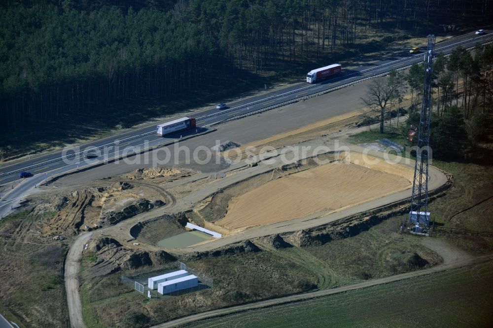 Aerial image Groß Ziethen - Construction site of the junction Havelland at the motorway A10 and A24 in the state Brandenburg