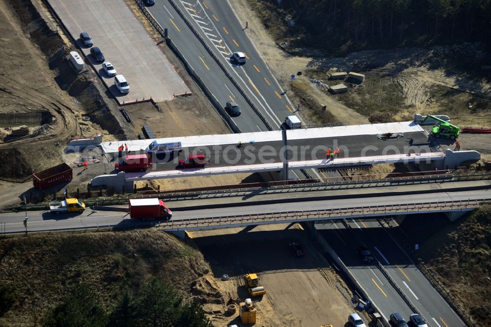 Aerial photograph Groß Ziethen - Construction site of the junction Havelland at the motorway A10 and A24 in the state Brandenburg