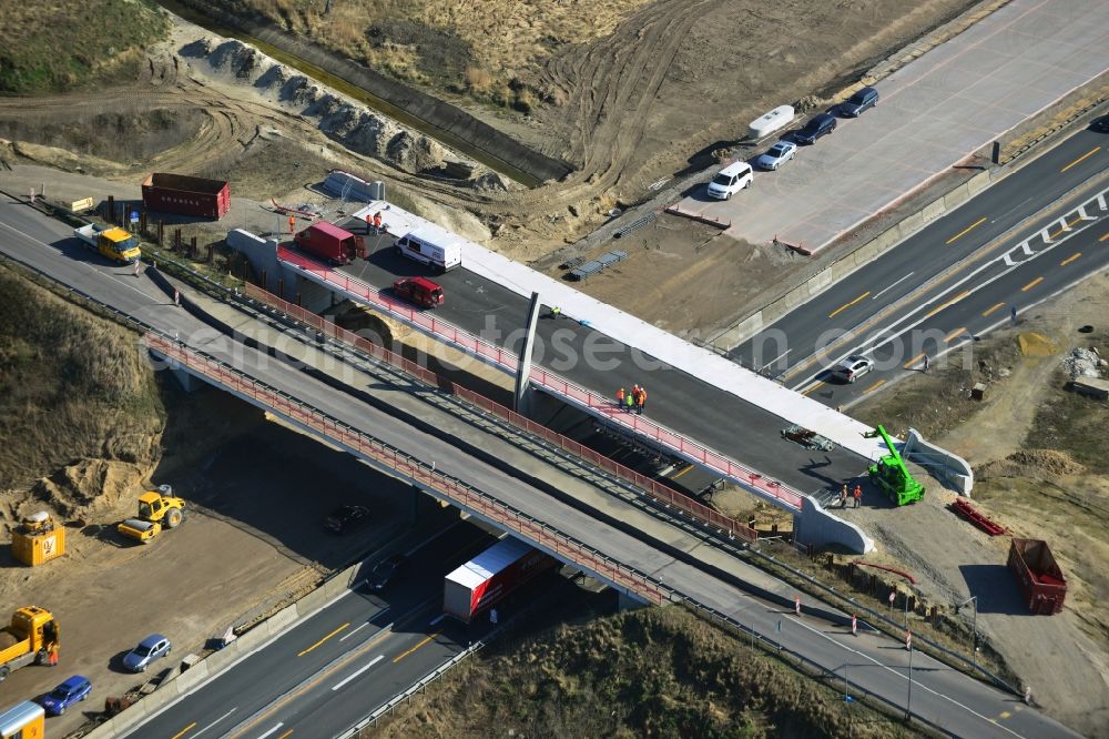 Aerial image Groß Ziethen - Construction site of the junction Havelland at the motorway A10 and A24 in the state Brandenburg