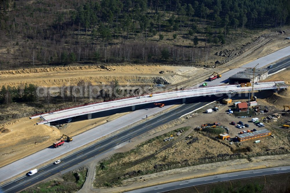 Groß Ziethen from above - Construction site of the junction Havelland at the motorway A10 and A24 in the state Brandenburg