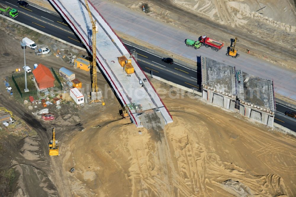 Aerial image Groß Ziethen - Construction site of the junction Havelland at the motorway A10 and A24 in the state Brandenburg