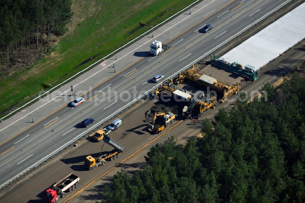 Aerial image Groß Ziethen - Construction site of the junction Havelland at the motorway A10 and A24 in the state Brandenburg