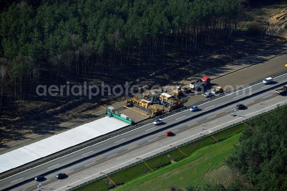 Aerial image Groß Ziethen - Construction site of the junction Havelland at the motorway A10 and A24 in the state Brandenburg