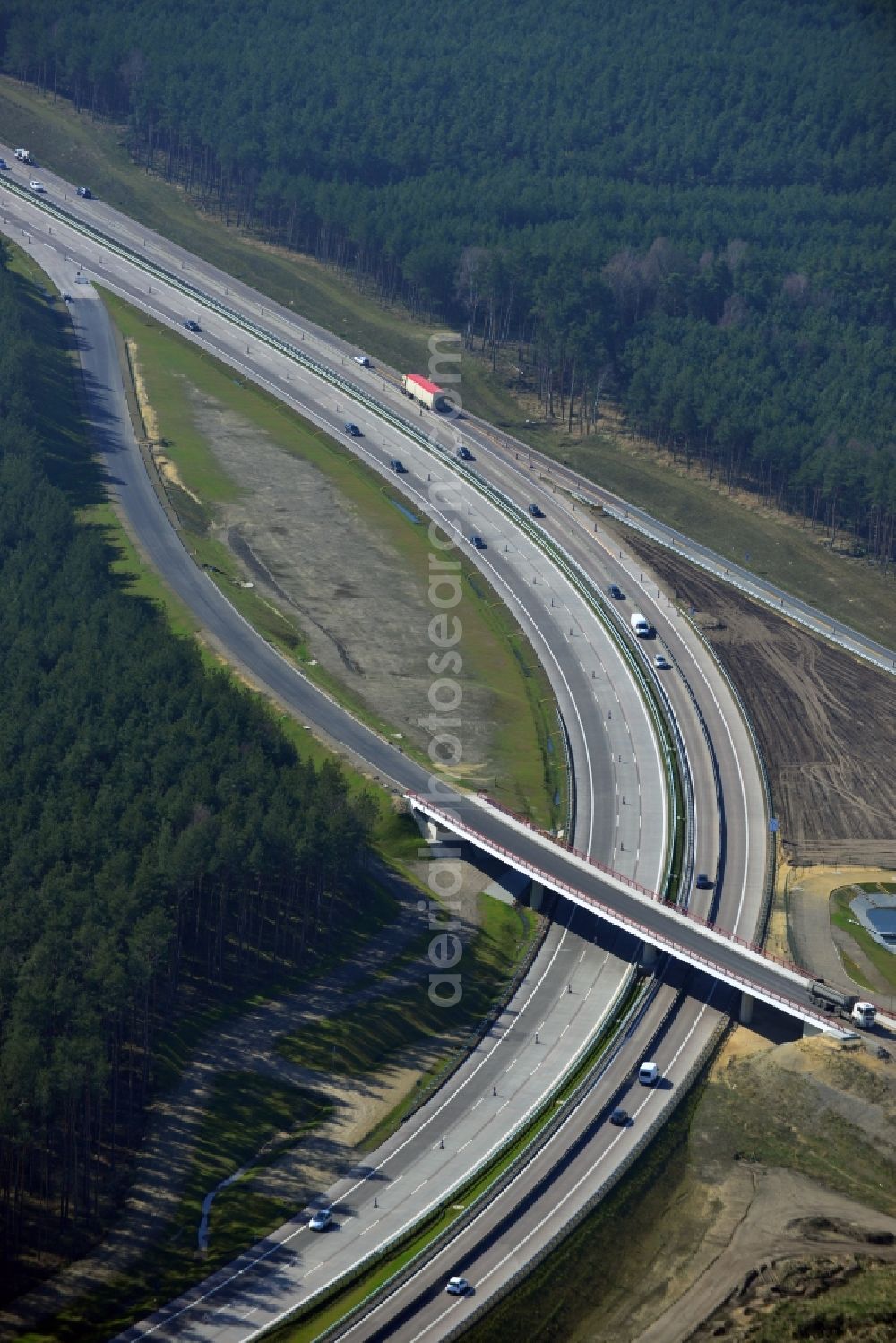 Aerial image Groß Ziethen - Construction site of the junction Havelland at the motorway A10 and A24 in the state Brandenburg