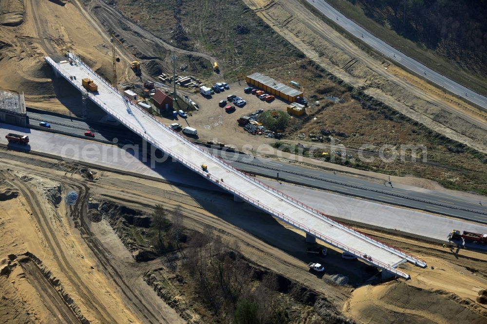 Aerial image Groß Ziethen - Construction site of the junction Havelland at the motorway A10 and A24 in the state Brandenburg