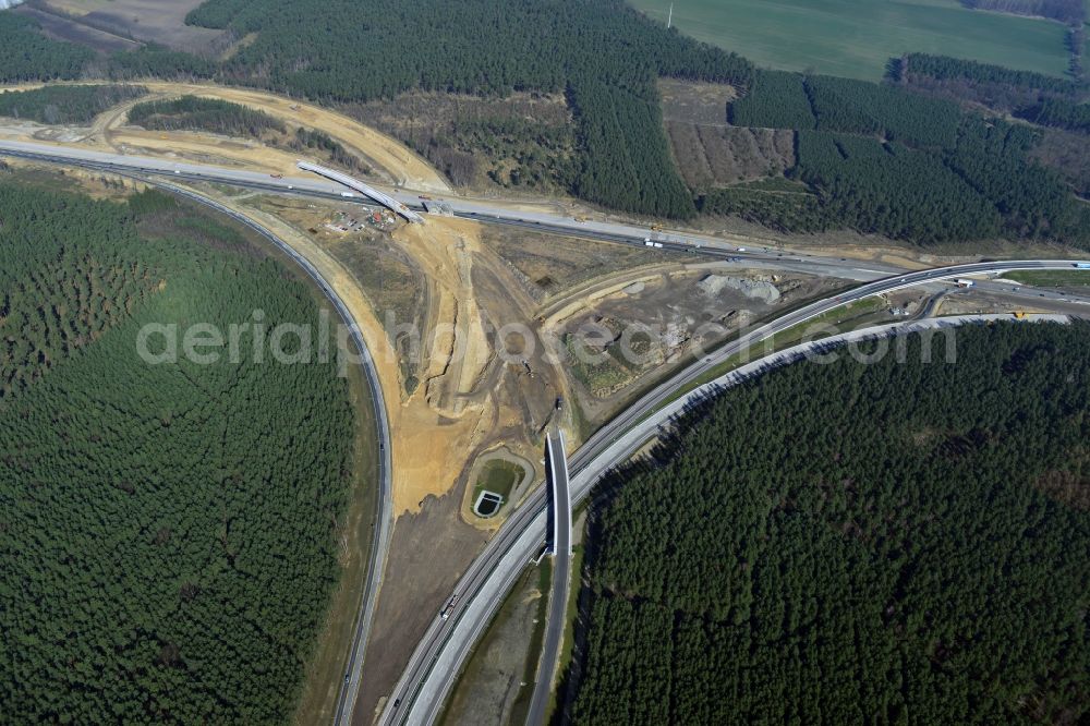 Aerial image Groß Ziethen - Construction site of the junction Havelland at the motorway A10 and A24 in the state Brandenburg