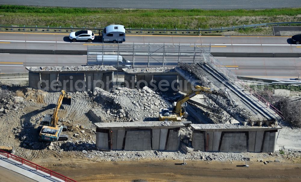 Groß Ziethen from the bird's eye view: Construction site of the junction Havelland at the motorway A10 and A24 in the state Brandenburg