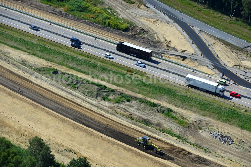 Groß Ziethen from above - Construction site of the junction Havelland at the motorway A10 and A24 in the state Brandenburg