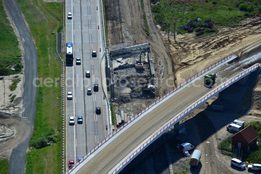 Aerial image Groß Ziethen - Construction site of the junction Havelland at the motorway A10 and A24 in the state Brandenburg