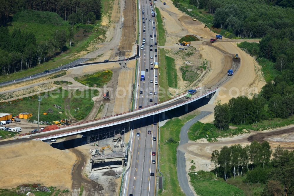 Aerial image Groß Ziethen - Construction site of the junction Havelland at the motorway A10 and A24 in the state Brandenburg