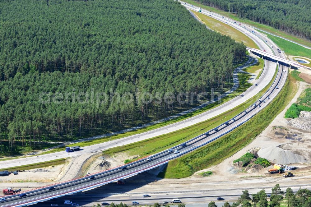 Aerial image Groß Ziethen - Construction site of the junction Havelland at the motorway A10 and A24 in the state Brandenburg