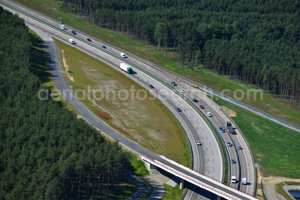 Aerial photograph Groß Ziethen - Construction site of the junction Havelland at the motorway A10 and A24 in the state Brandenburg