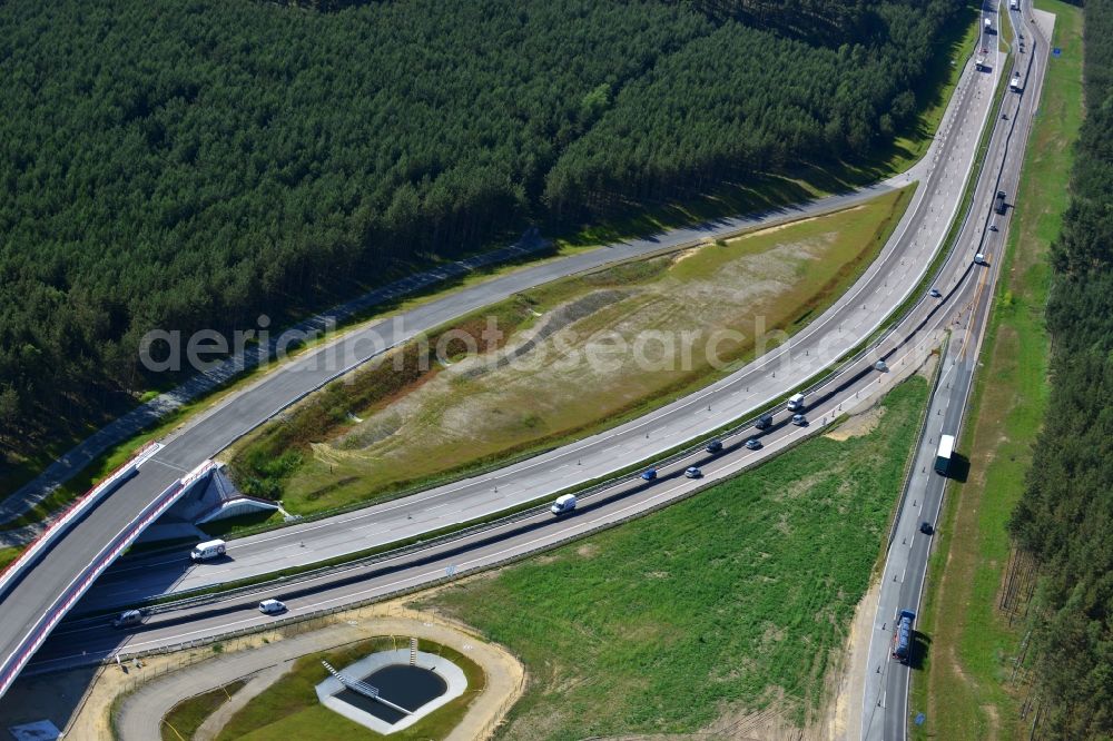 Groß Ziethen from the bird's eye view: Construction site of the junction Havelland at the motorway A10 and A24 in the state Brandenburg