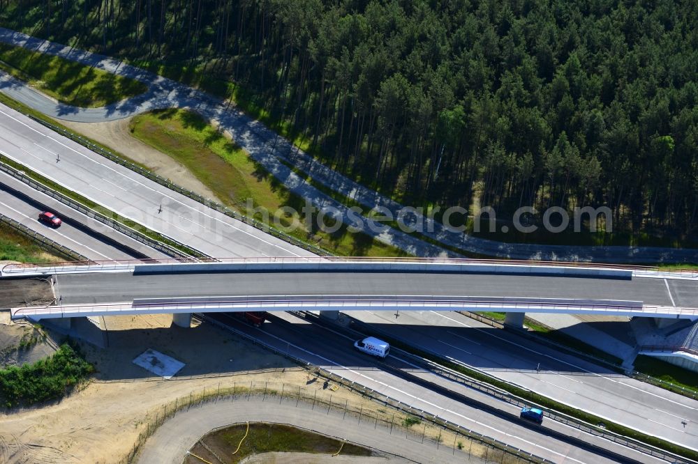 Aerial image Groß Ziethen - Construction site of the junction Havelland at the motorway A10 and A24 in the state Brandenburg