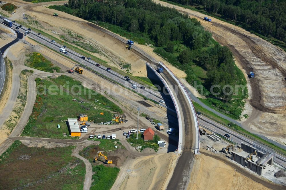 Aerial image Groß Ziethen - Construction site of the junction Havelland at the motorway A10 and A24 in the state Brandenburg