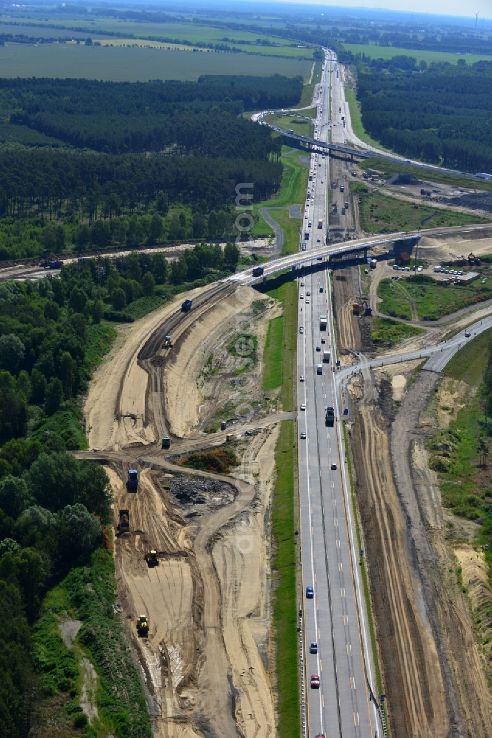 Aerial image Groß Ziethen - Construction site of the junction Havelland at the motorway A10 and A24 in the state Brandenburg