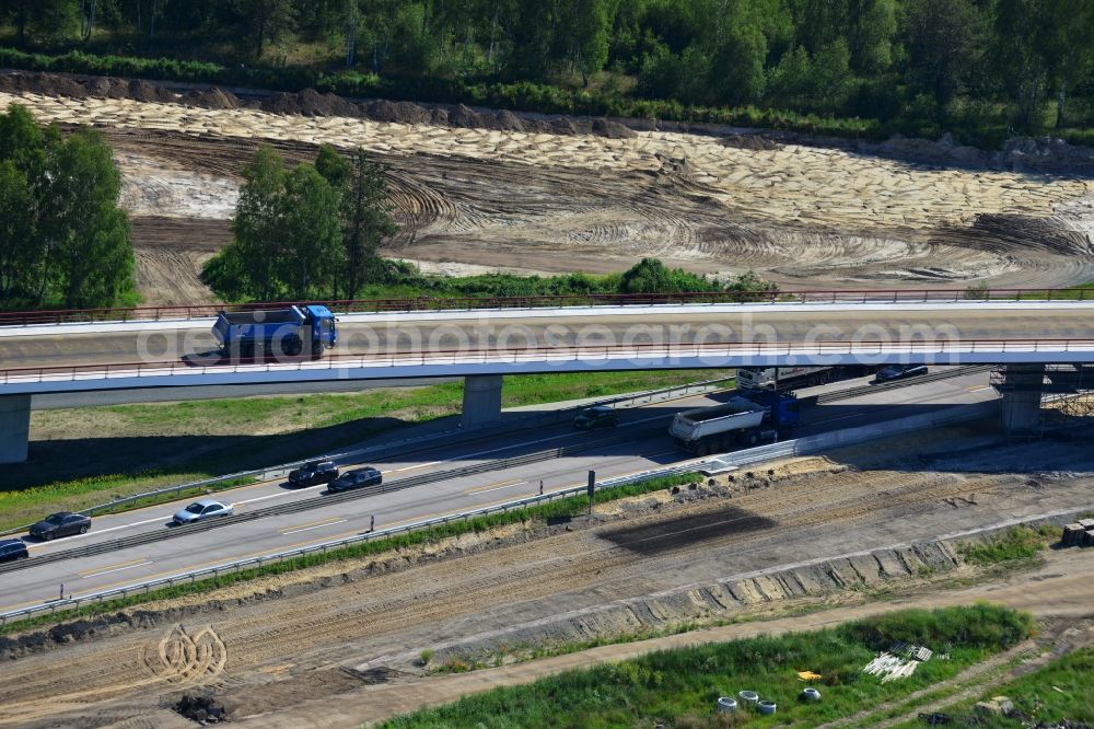 Groß Ziethen from above - Construction site of the junction Havelland at the motorway A10 and A24 in the state Brandenburg