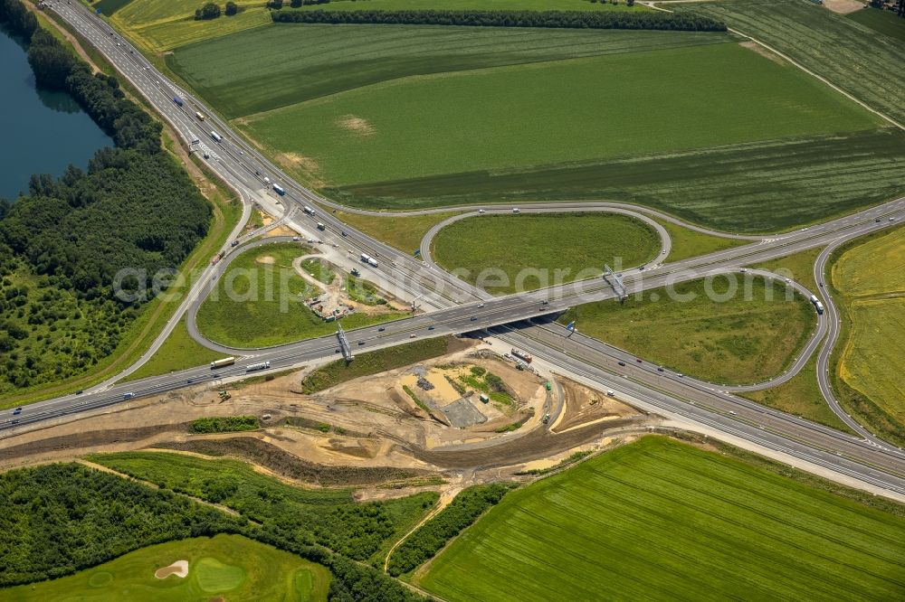 Aerial image Duisburg - Construction site for the expansion of the motorway junction Duisburg-South B288 and the motorway A59 in Duisburg in North Rhine-Westphalia