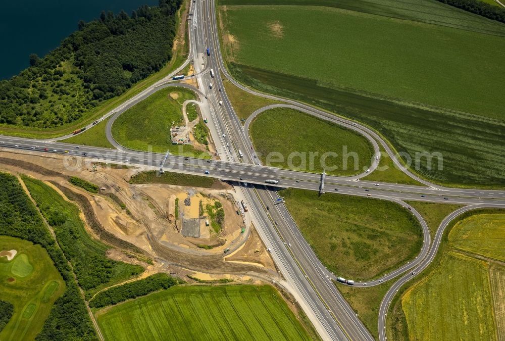 Aerial photograph Duisburg - Construction site for the expansion of the motorway junction Duisburg-South B288 and the motorway A59 in Duisburg in North Rhine-Westphalia