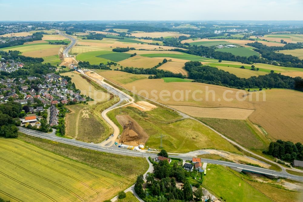 Heiligenhaus from the bird's eye view: Construction site for the expansion of federal motorway BAB A44 near Heiligenhaus in the state of North Rhine-Westphalia