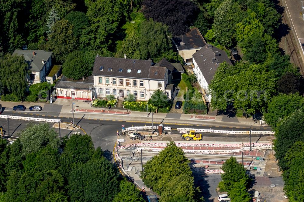 Aerial image Bochum - Construction site for the expansion of the main road in Langendreer in Bochum in North Rhine-Westphalia