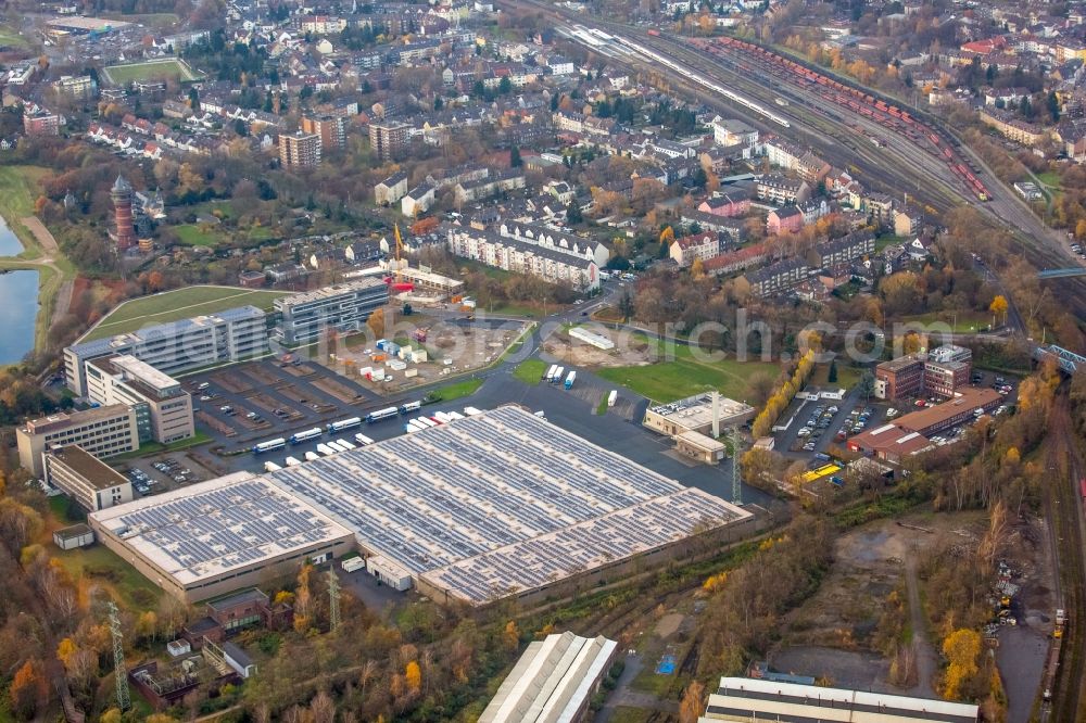 Aerial photograph Mülheim an der Ruhr - Construction site for the expansion of the Central ALDI SUeD in Muelheim an der Ruhr in North Rhine-Westphalia