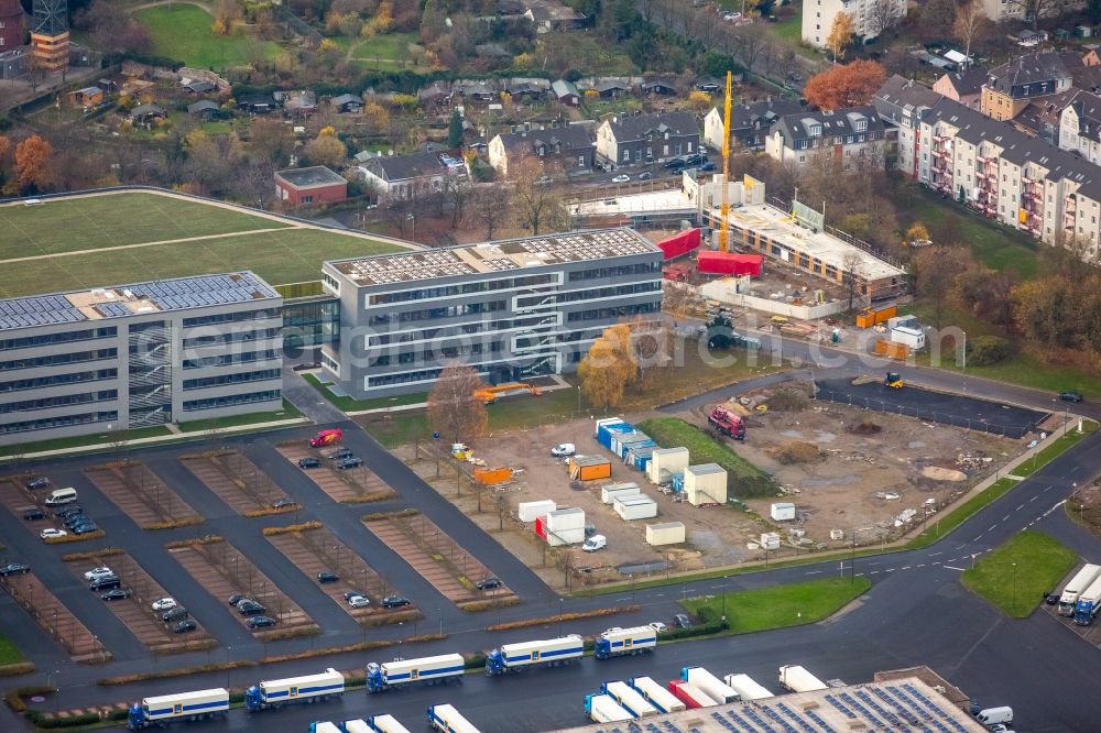 Mülheim an der Ruhr from the bird's eye view: Construction site for the expansion of the Central ALDI SUeD in Muelheim an der Ruhr in North Rhine-Westphalia