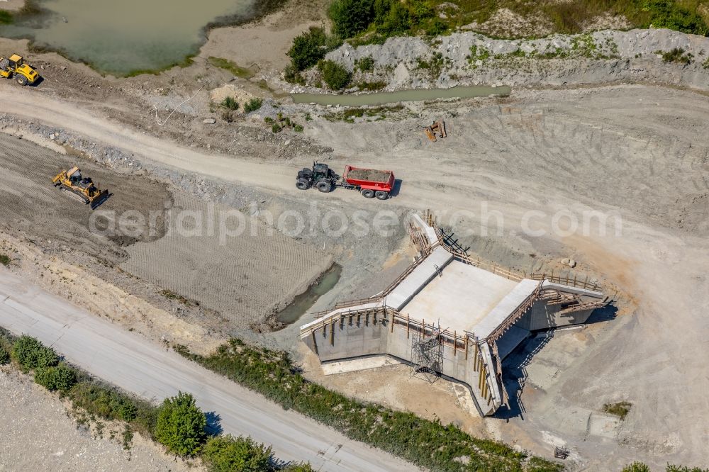 Beckum from the bird's eye view: Construction of the bypass road in in Beckum in the state North Rhine-Westphalia, Germany