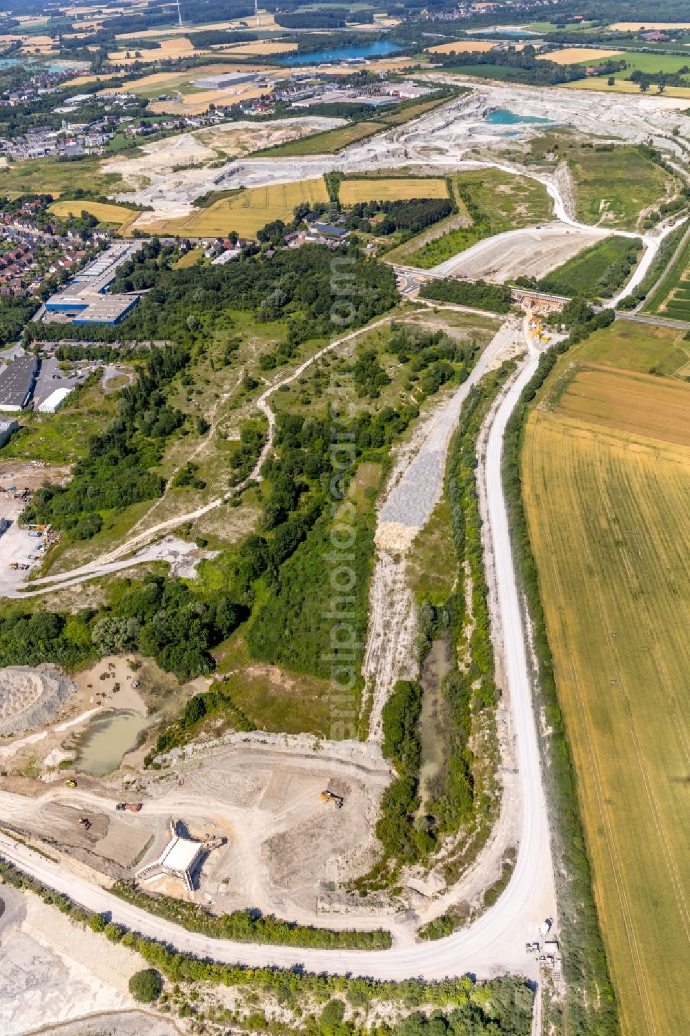 Aerial image Beckum - Construction of the bypass road in in Beckum in the state North Rhine-Westphalia, Germany